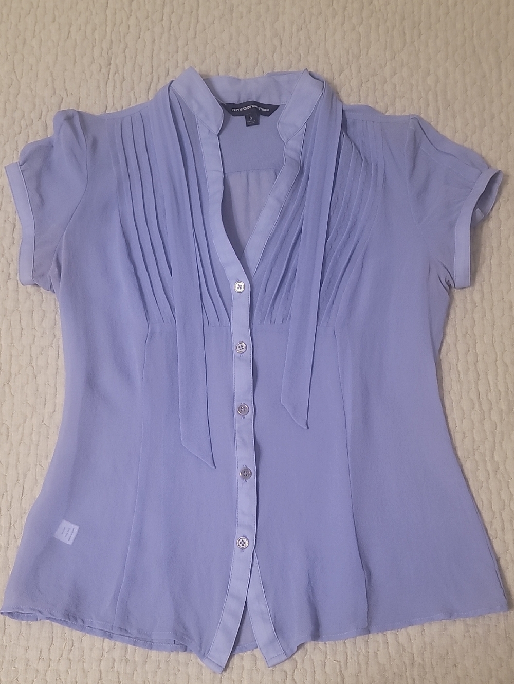 Express Lavender Pleated Tie-Front Blouse